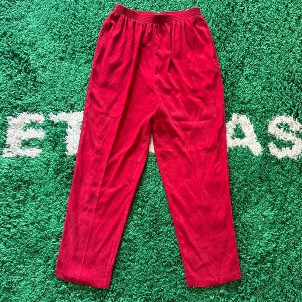 Bon Worth Red Terry Cloth‎ Pants Size L Elastic Waist Casual Loungewear